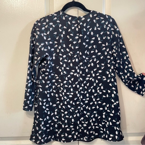 MaxMara long sleeve tunic ruffled pin tuck geometric print size 2 - Picture 6 of 14